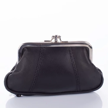 Valódi bőr csatos pénztárca fekete színben