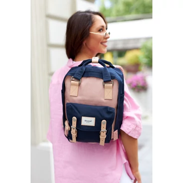 Tágas, városi hátizsák laptoptartóval Kék-Rózsaszín színben