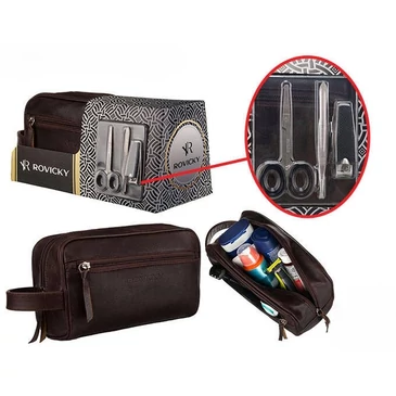 Valódi Bőr férfi kozmetikai táska Extra kiegészítőkkel