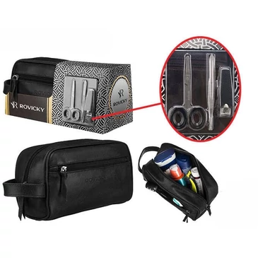 Valódi Bőr férfi kozmetikai táska Extra kiegészítőkkel