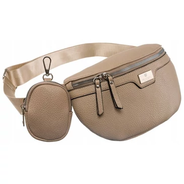 Elegáns Női Övtáska/Oldaltáska + Praktikus kiegészítővel sötét bézs színben