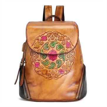 Zöld színű Valódi bőr Hátizsák