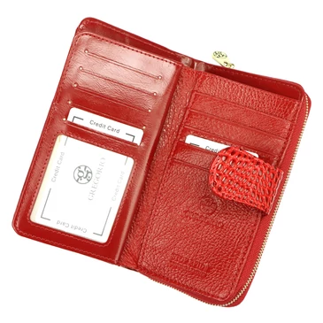 Piros bőr női pénztárca