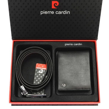 Pierre Cardin Valódi bőr Férfi pénztárca és öv Ajándékcsomag