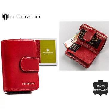 Valódi  bőr Női pénztárca piros színben