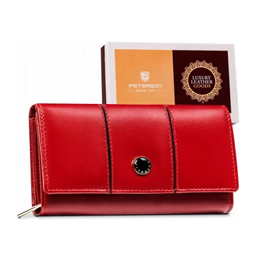 Peterson Piros Valódi bőr Női pénztárca
