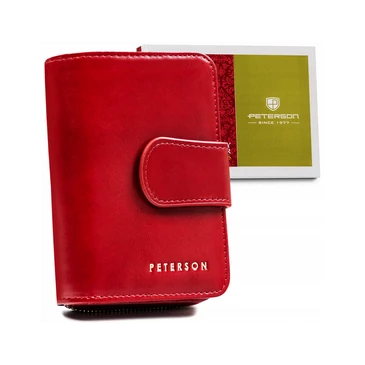 Valódi  bőr Női pénztárca piros színben