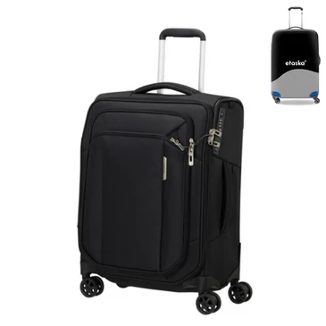 Samsonite Respark Spinner bőrönd 55 cm Black 5 év globális garancia ajándék bőröndhuzattal