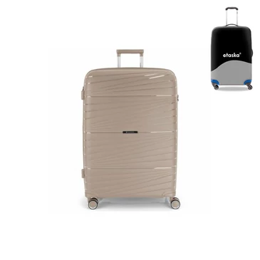 Gabol bőrönd nagy méret GA-1220L Bézs ajándék bőröndhuzattal