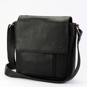 Money Kepper Valódi bőr Válltáska Fekete