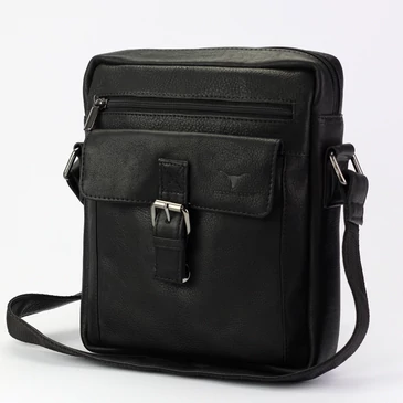 Elegáns  Valódi bőr Férfi Oldaltáska/Válltáska Fekete