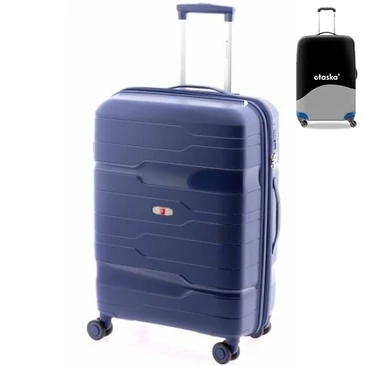 Gladiator Spinner bőrönd M-3811 Sötétkék ajándék bőröndhuzattal