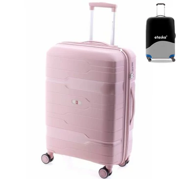 Gladiator Spinner bőrönd M-3811 Rózsaszín ajándék bőröndhuzattal