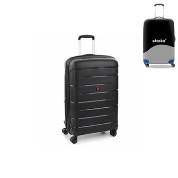 Roncato FLIGHT DLX Spinner Bőrönd R-3462 Fekete ajándék bőröndhuzattal