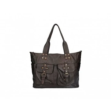 Valódi bőr női táska Sötétbarna S7258