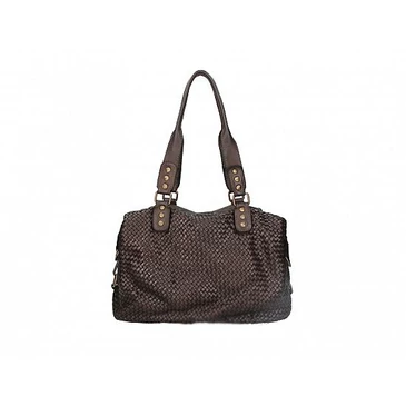 Valódi bőr női táska Sötétbarna S7259