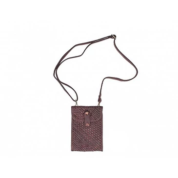 Valódi bőr nyakba akasztható telefontartó Bordó TR302