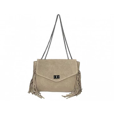 Valódi bőr női láncos táska taupe színben S7217 Taupe