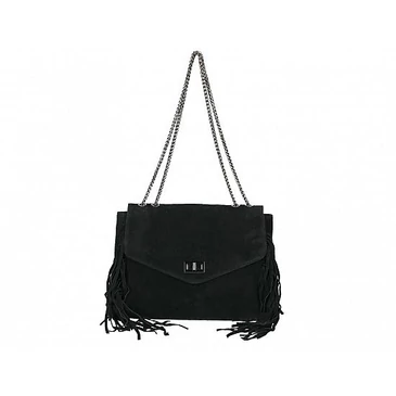 Valódi bőr női láncos táska fekete színben S7217 Black