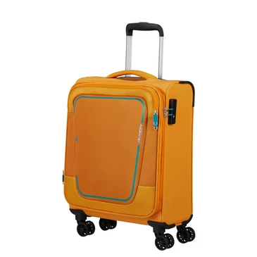American Tourister Pulsonic Spinner Bővíthető Kabinbőrönd 55cm SunsetYellow