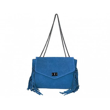Valódi bőr női láncos táska farmerkék színben S7217 Jeans