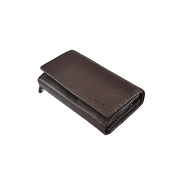 Nagyméretű női bőr pénztárca RFID védelemmel 314 Brown