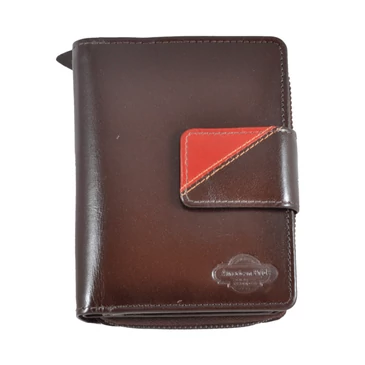 Bőr női pénztárca 5323 Brown+Red