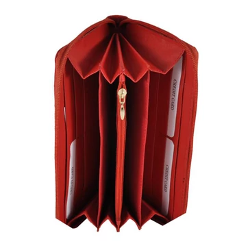 Körcipzáras bőr női pénztárca piros színben 54702 Red