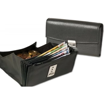 Rimbaldi valódibőr Brifkó pénztárca pincér pénztárca fekete színben