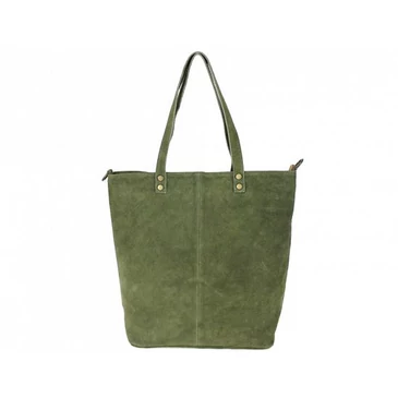 Valódi velúrbőr női táska zöld színben S7112 MilitaryGreen