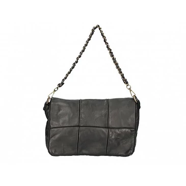 Valódi bőr női láncos táska fekete színben S7215 Black