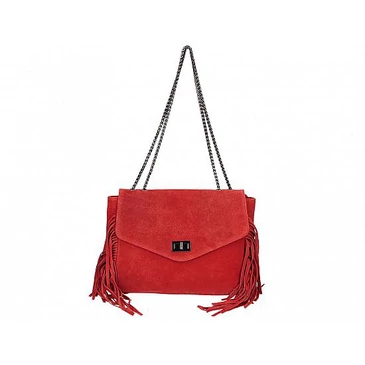 Valódi bőr női láncos táska piros színben S7217 Red