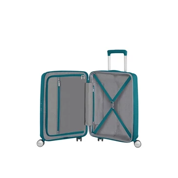 American Tourister Soundbox bővíthető Spinner bőrönd 55 fűzöld színben