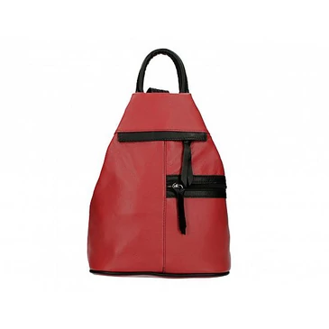 Valódi bőr női hátizsák piros-fekete színben