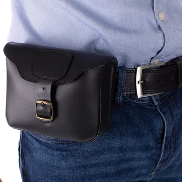Valódi bőr övre fűzhető táska kétrészes fekete színben DN85 Black