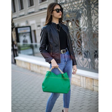 Valódi bőr női láncos táska zöld színben S7247 Green
