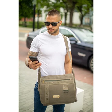 Vászon oldaltáska khaki színben 60521-khaki