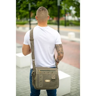 Vászon oldaltáska khaki színben 6052-khaki