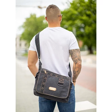 Vászon oldaltáska fekete színben 6052-black