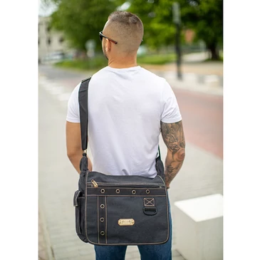 Vászon oldaltáska fekete színben 60521-black