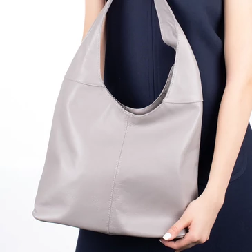 Valódi bőr női táska szürke színben