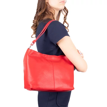 Valódi bőr női táska piros színben