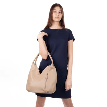 Valódi bőr női válltáska taupe színben S7204 Taupe