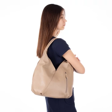 Valódi bőr női válltáska taupe színben S7204 Taupe