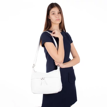 Valódi bőr női táska fehér színben