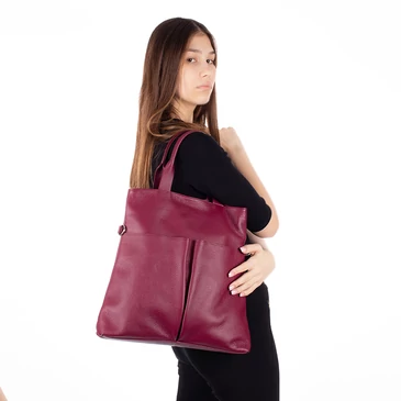Valódi bőr női válltáska S7185 Wine