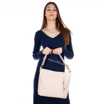 Valódi bőr női táska világosbézs színben