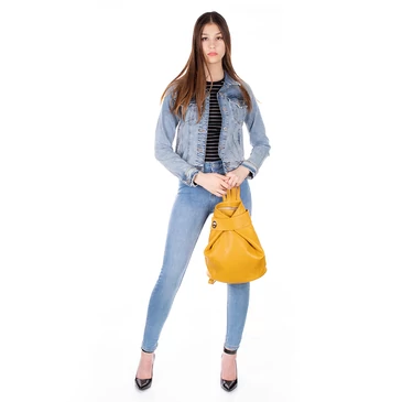 Valódi bőr női hátizsák sárga színben