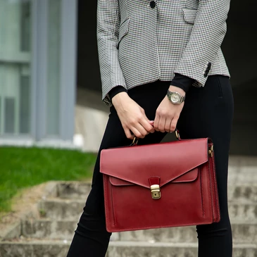 Valódi bőr aktatáska 2 részes piros színben*