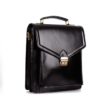  Valódi bőr férfi oldaltáska fekete színben